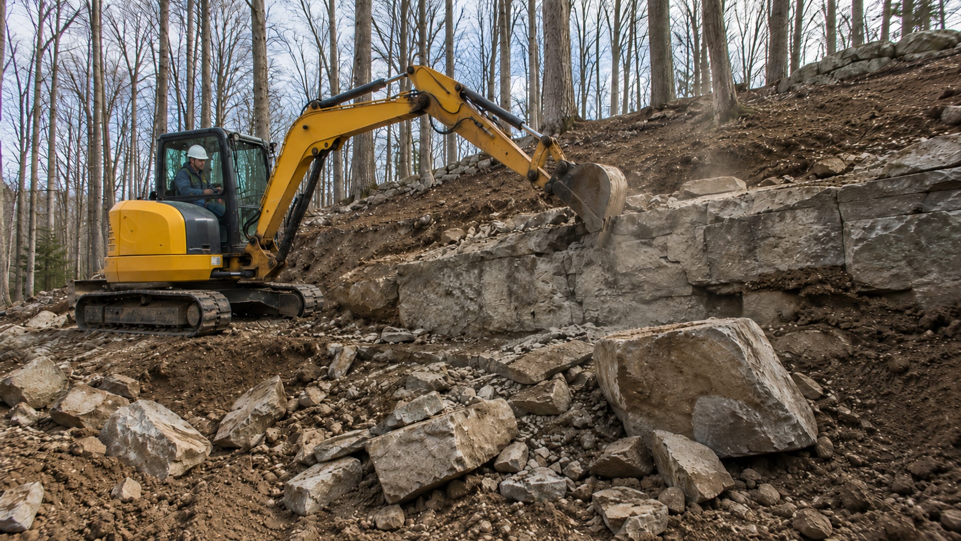 Excavating Rocky Terrain in Oxford, CT