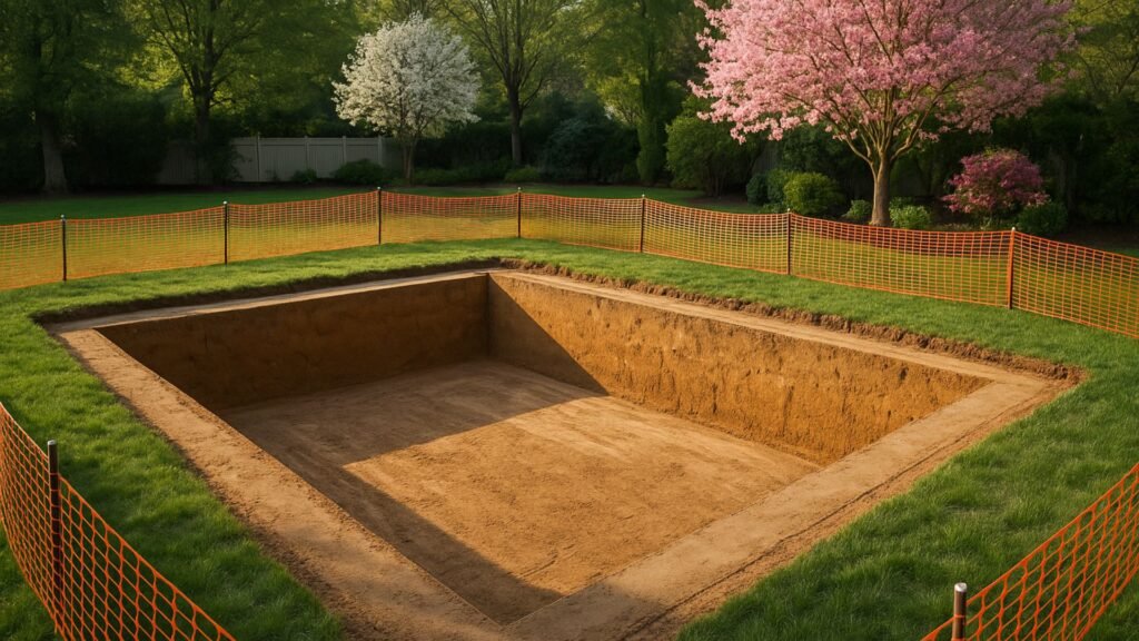 Finished pool excavation with smooth walls ready for concrete installation in Connecticut