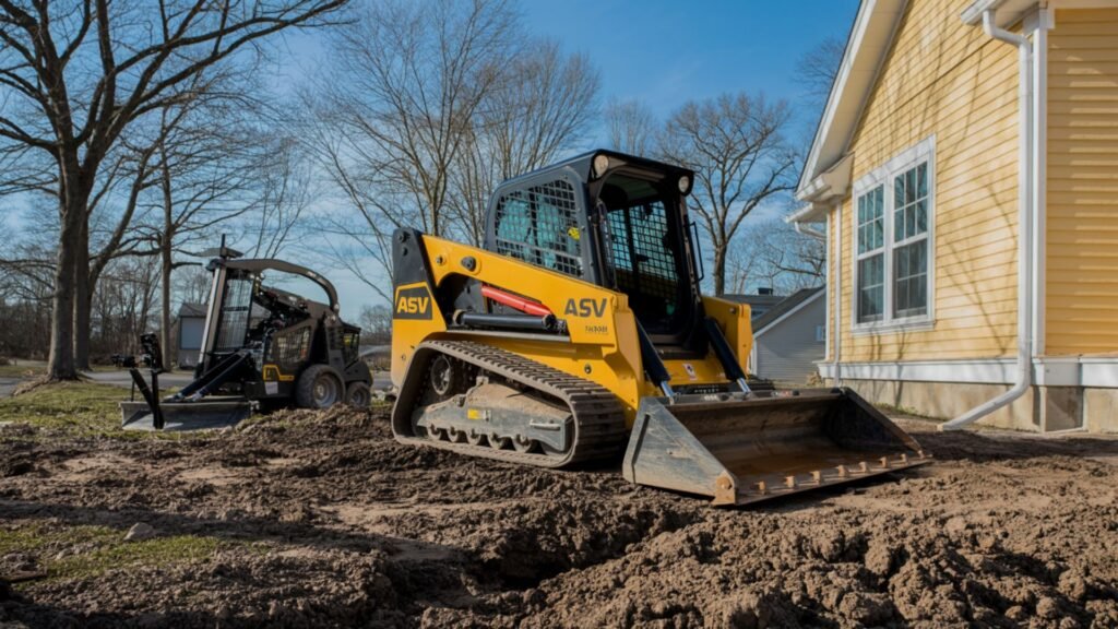 Professional drainage equipment positioned at Connecticut residential construction site