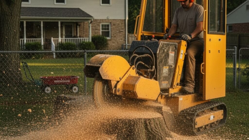 Operator in Cabin During Stump Removal