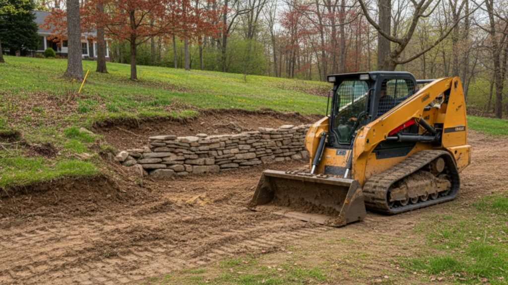 Spring excavation and site preparation work at ranch home in Bridgewater Connecticut
